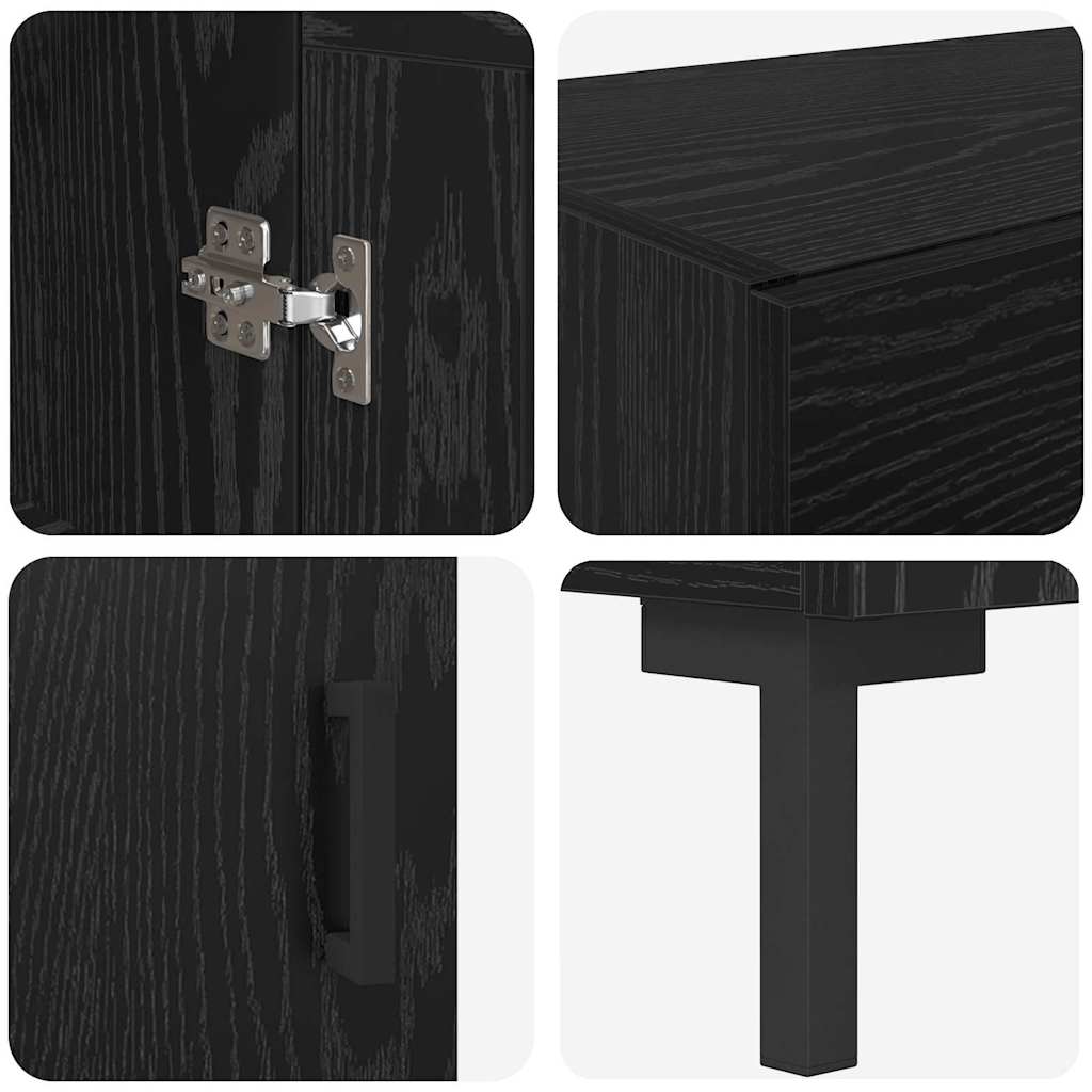 Highboard Zwart Eiken 69,5 x 34 x 180 cm Bewerkt hout