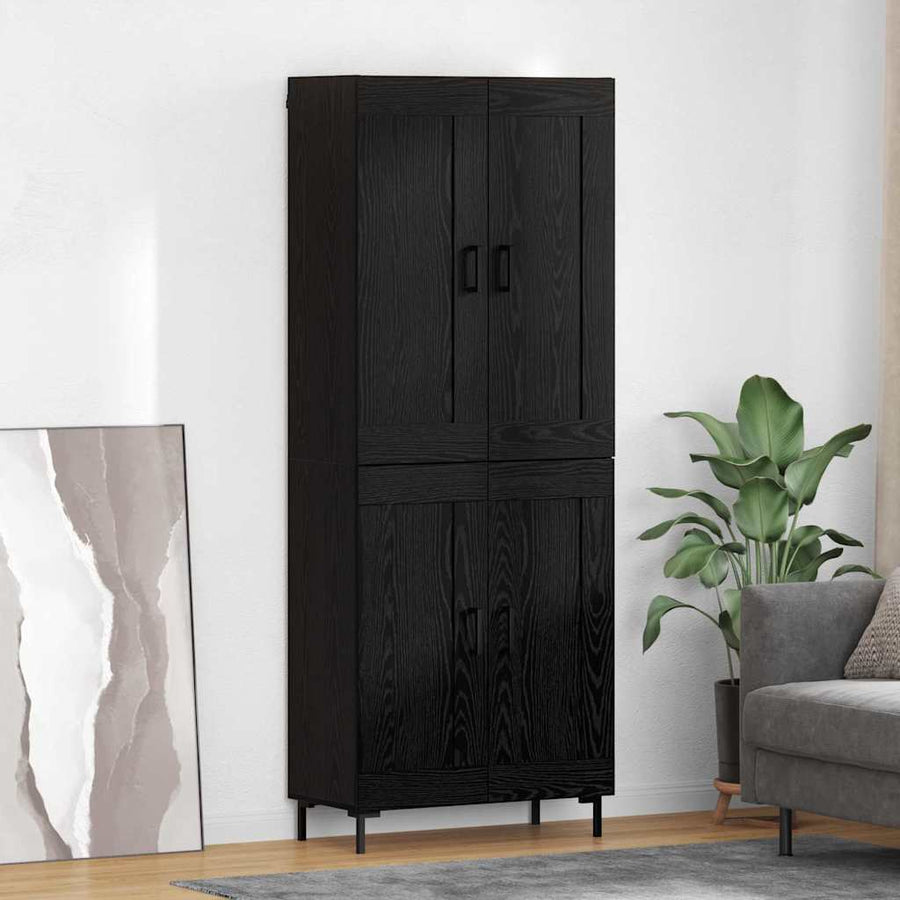 Highboard Zwart Eiken 69,5 x 34 x 180 cm Bewerkt hout
