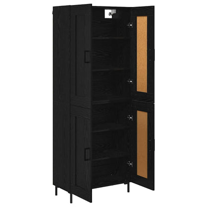 Highboard Zwart Eiken 69,5 x 34 x 180 cm Bewerkt hout