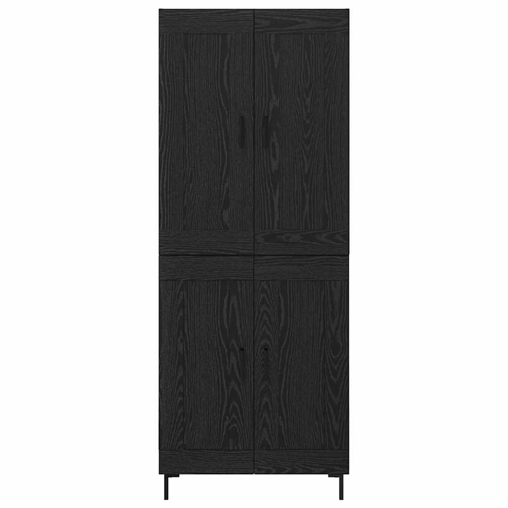 Highboard Zwart Eiken 69,5 x 34 x 180 cm Bewerkt hout