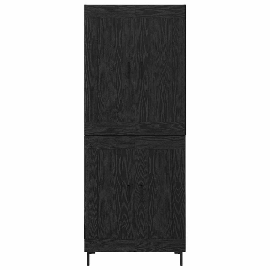 Highboard Zwart Eiken 69,5 x 34 x 180 cm Bewerkt hout