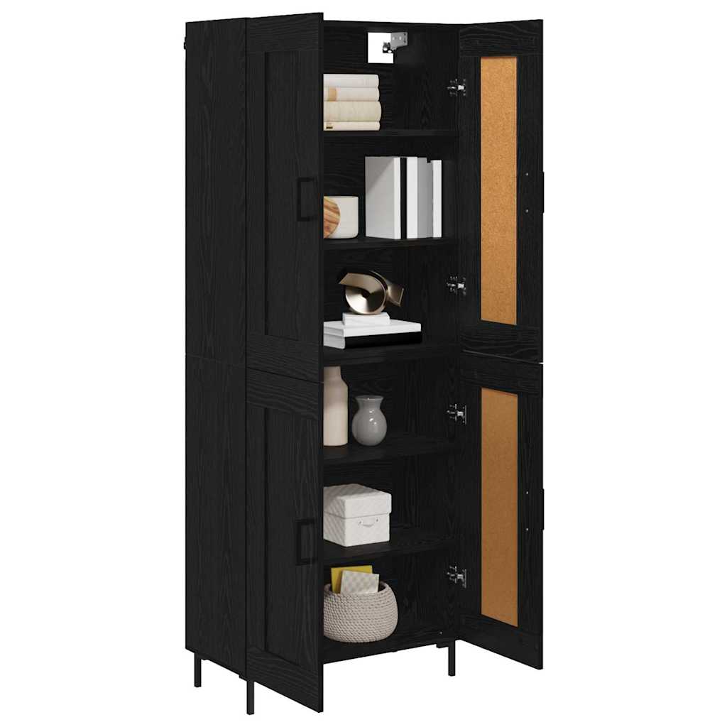 Highboard Zwart Eiken 69,5 x 34 x 180 cm Bewerkt hout