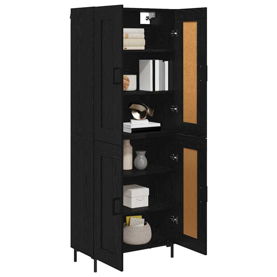 Highboard Zwart Eiken 69,5 x 34 x 180 cm Bewerkt hout