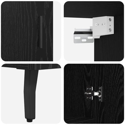 Highboard 2 pcs Zwart Eiken 69,5 x 34 x 180 cm Bewerkt hout