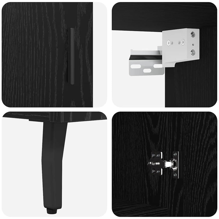 Highboard 2 pcs Zwart Eiken 69,5 x 34 x 180 cm Bewerkt hout