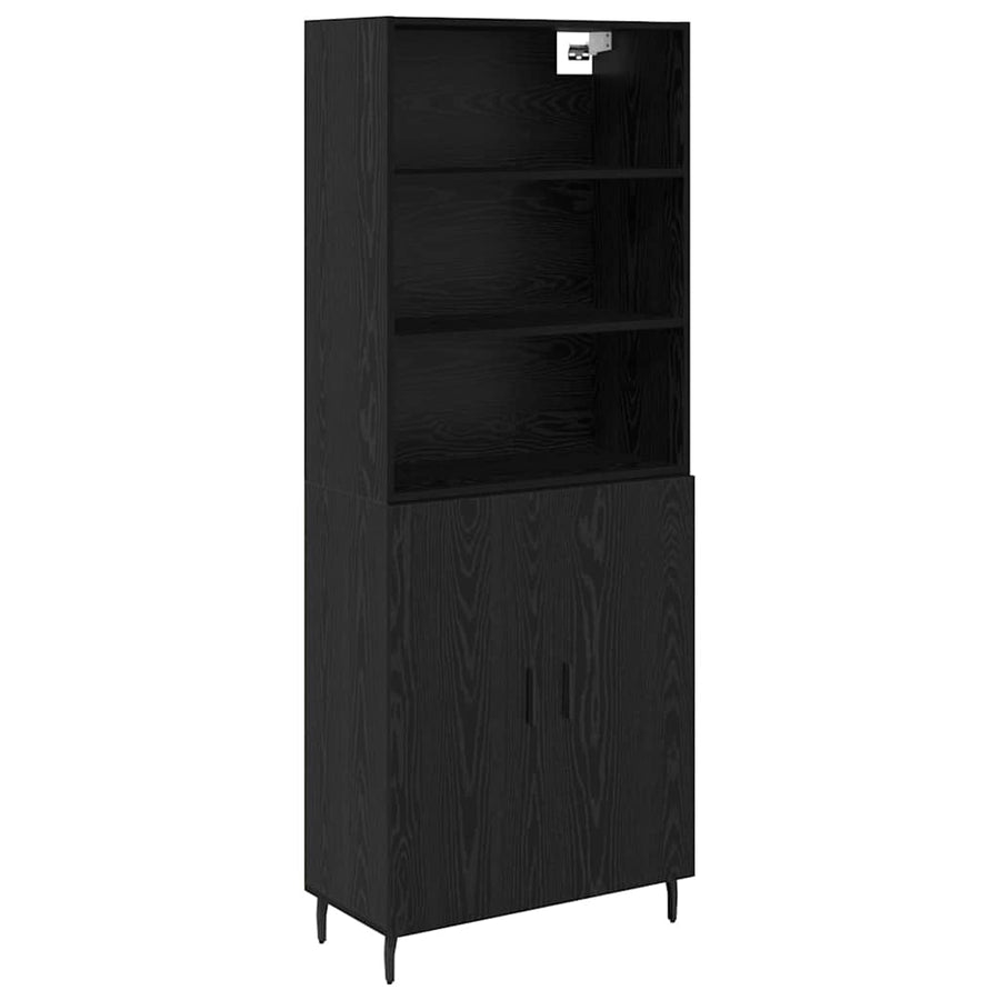 Highboard 2 pcs Zwart Eiken 69,5 x 34 x 180 cm Bewerkt hout