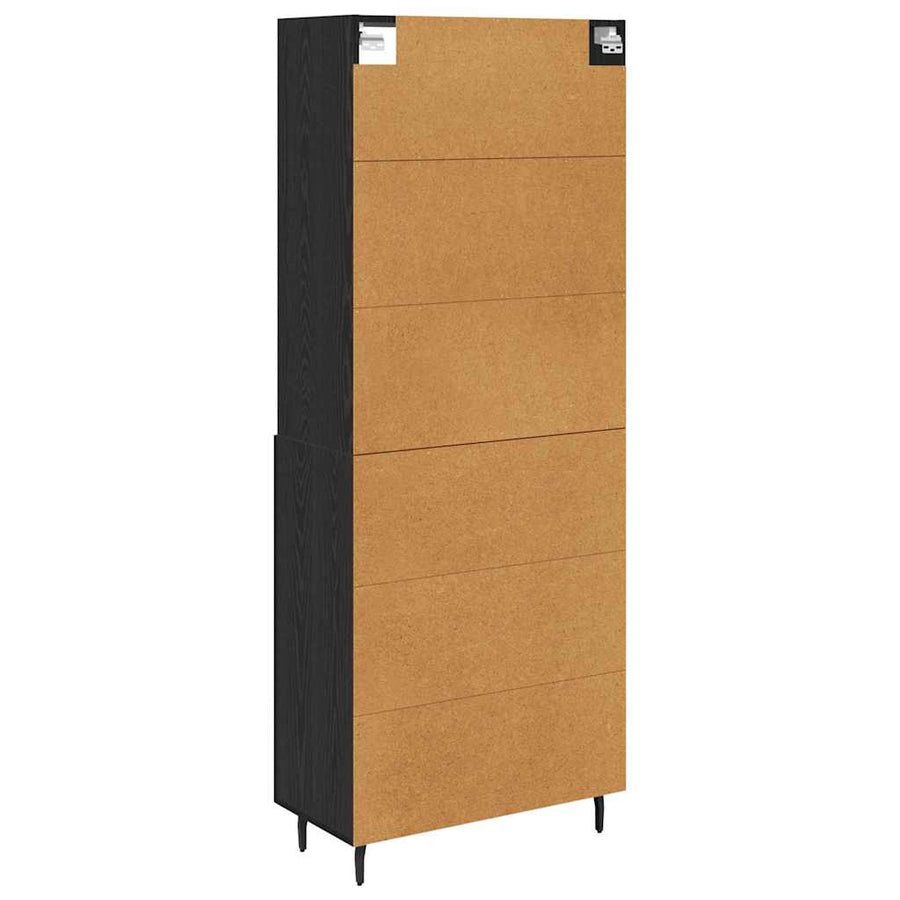 Highboard 2 pcs Zwart Eiken 69,5 x 34 x 180 cm Bewerkt hout