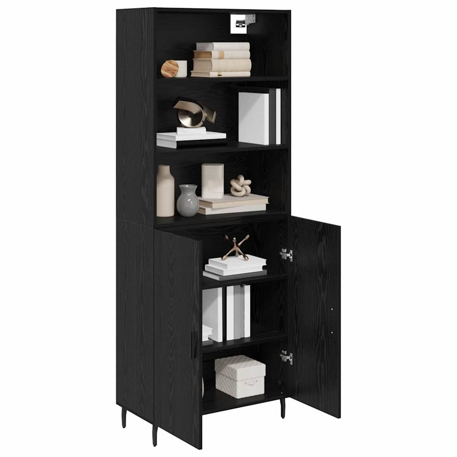 Highboard 2 pcs Zwart Eiken 69,5 x 34 x 180 cm Bewerkt hout