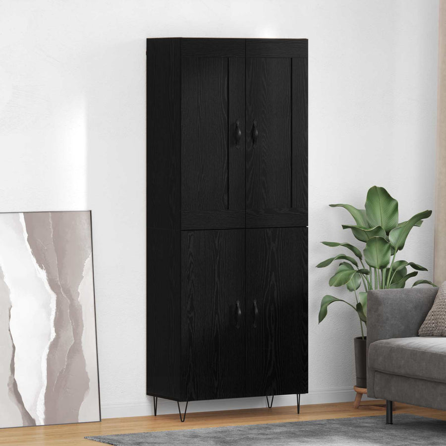 Hoge kast Zwart Eiken 69,5 x 34 x 180 cm Bewerkt hout