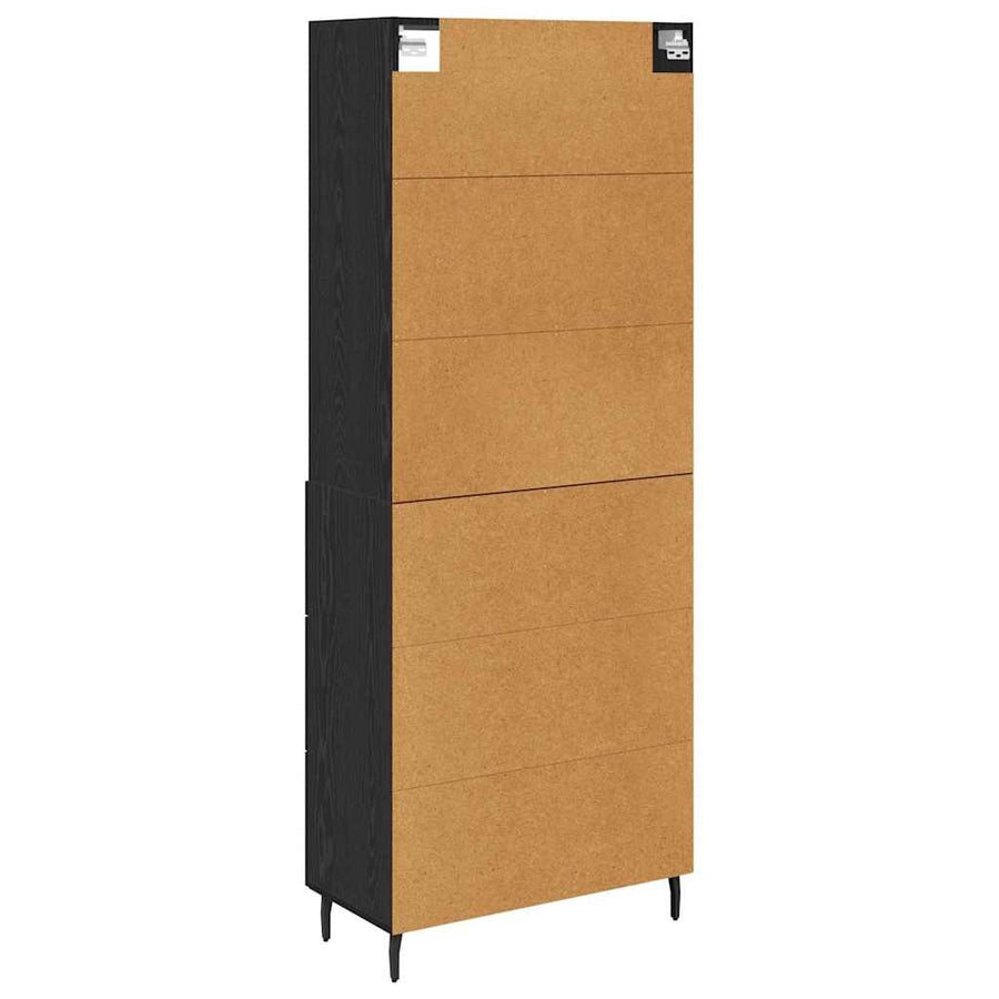 Highboard 2 pcs Zwart Eiken 69,5 x 34 x 180 cm Bewerkt hout