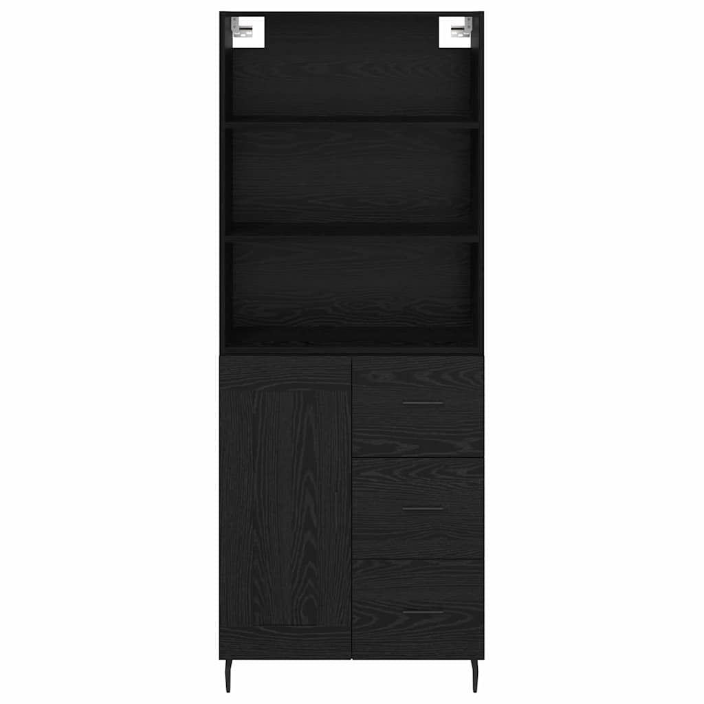 Highboard 2 pcs Zwart Eiken 69,5 x 34 x 180 cm Bewerkt hout