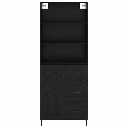 Highboard 2 pcs Zwart Eiken 69,5 x 34 x 180 cm Bewerkt hout