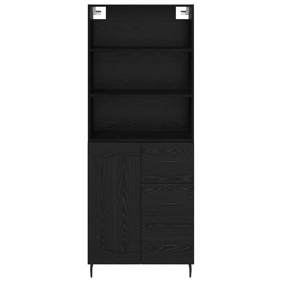 Highboard 2 pcs Zwart Eiken 69,5 x 34 x 180 cm Bewerkt hout