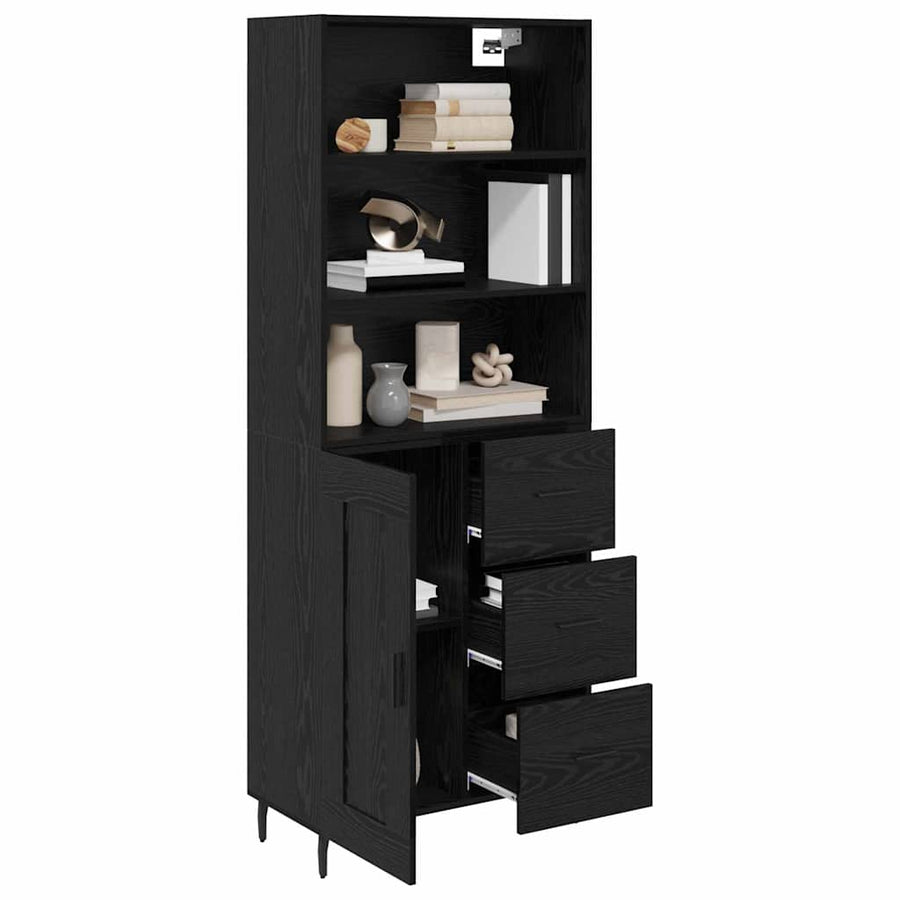 Highboard 2 pcs Zwart Eiken 69,5 x 34 x 180 cm Bewerkt hout