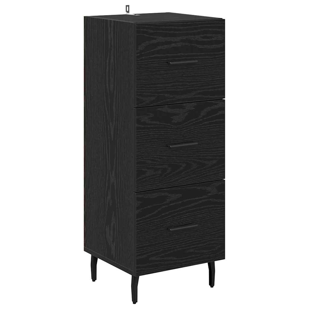 Highboard met lade Zwart Eiken 34,5 x 34 x 180 cm Bewerkt hout