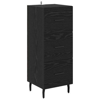 Highboard met lade Zwart Eiken 34,5 x 34 x 180 cm Bewerkt hout