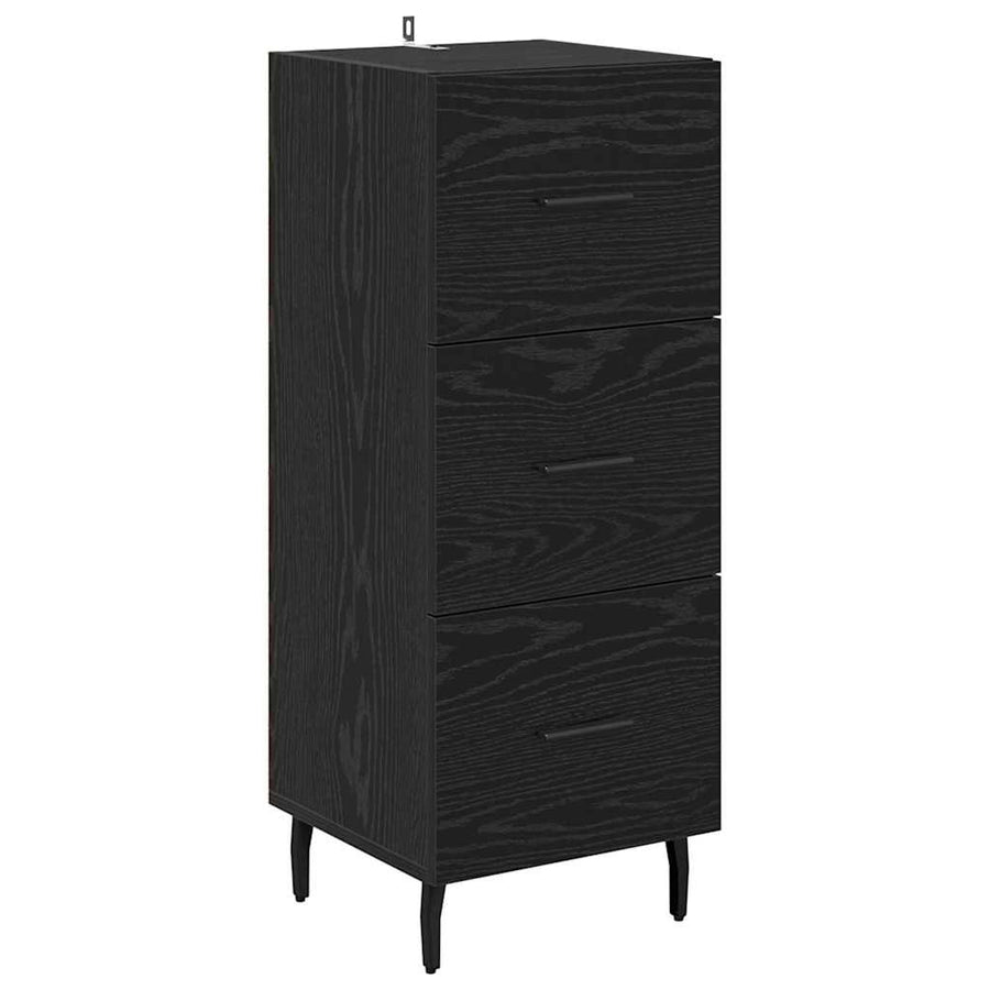 Highboard met lade Zwart Eiken 34,5 x 34 x 180 cm Bewerkt hout