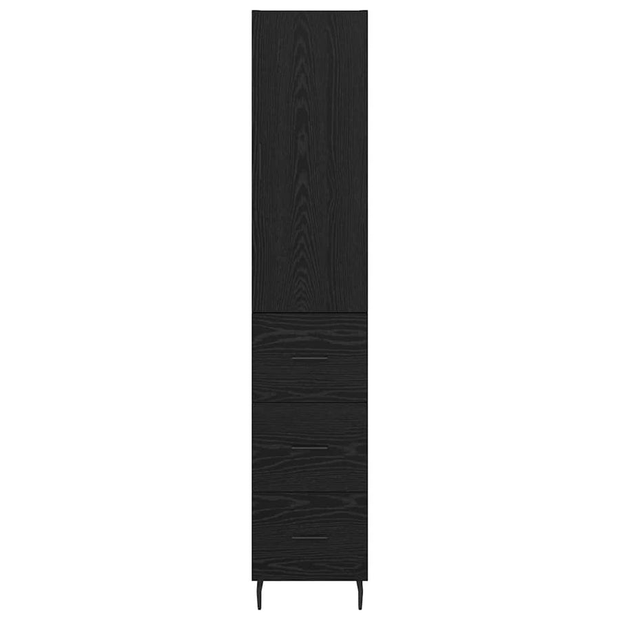 Highboard met lade Zwart Eiken 34,5 x 34 x 180 cm Bewerkt hout