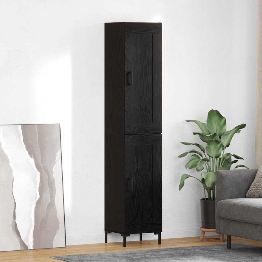 Highboard Zwart Eiken 34,5 x 34 x 180 cm Bewerkt hout
