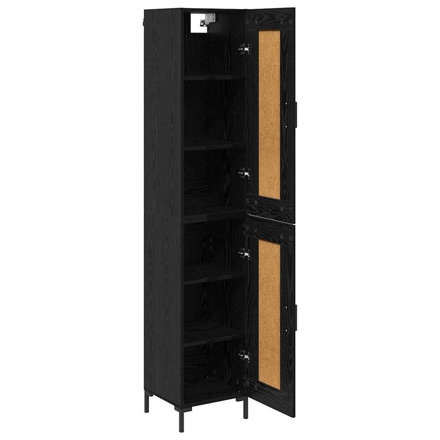 Highboard Zwart Eiken 34,5 x 34 x 180 cm Bewerkt hout