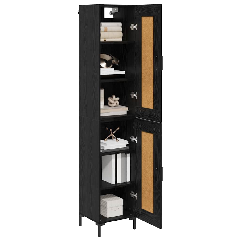 Highboard Zwart Eiken 34,5 x 34 x 180 cm Bewerkt hout