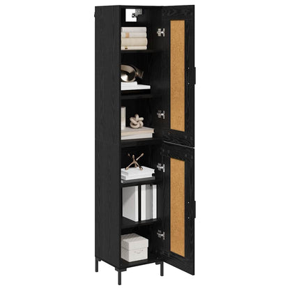 Highboard Zwart Eiken 34,5 x 34 x 180 cm Bewerkt hout