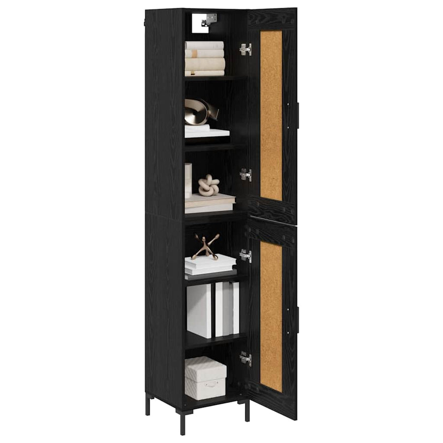 Highboard Zwart Eiken 34,5 x 34 x 180 cm Bewerkt hout