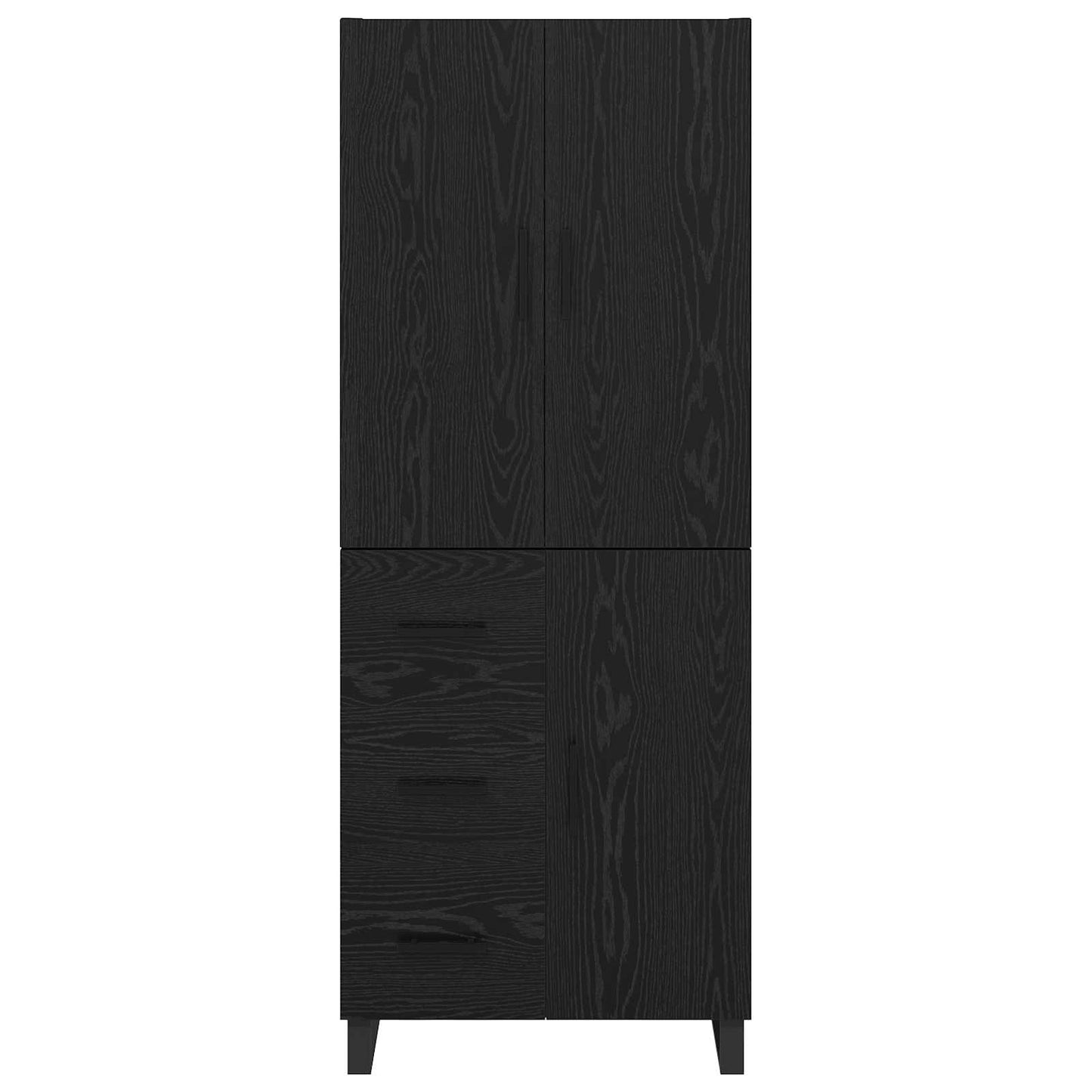 Hoge kast met lade 2 pcs Zwart Eiken Geengineerd Hout en Glas