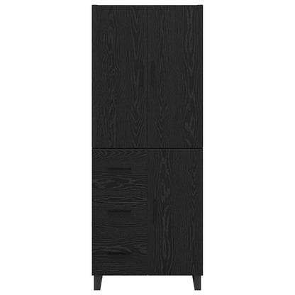 Hoge kast met lade 2 pcs Zwart Eiken Geengineerd Hout en Glas