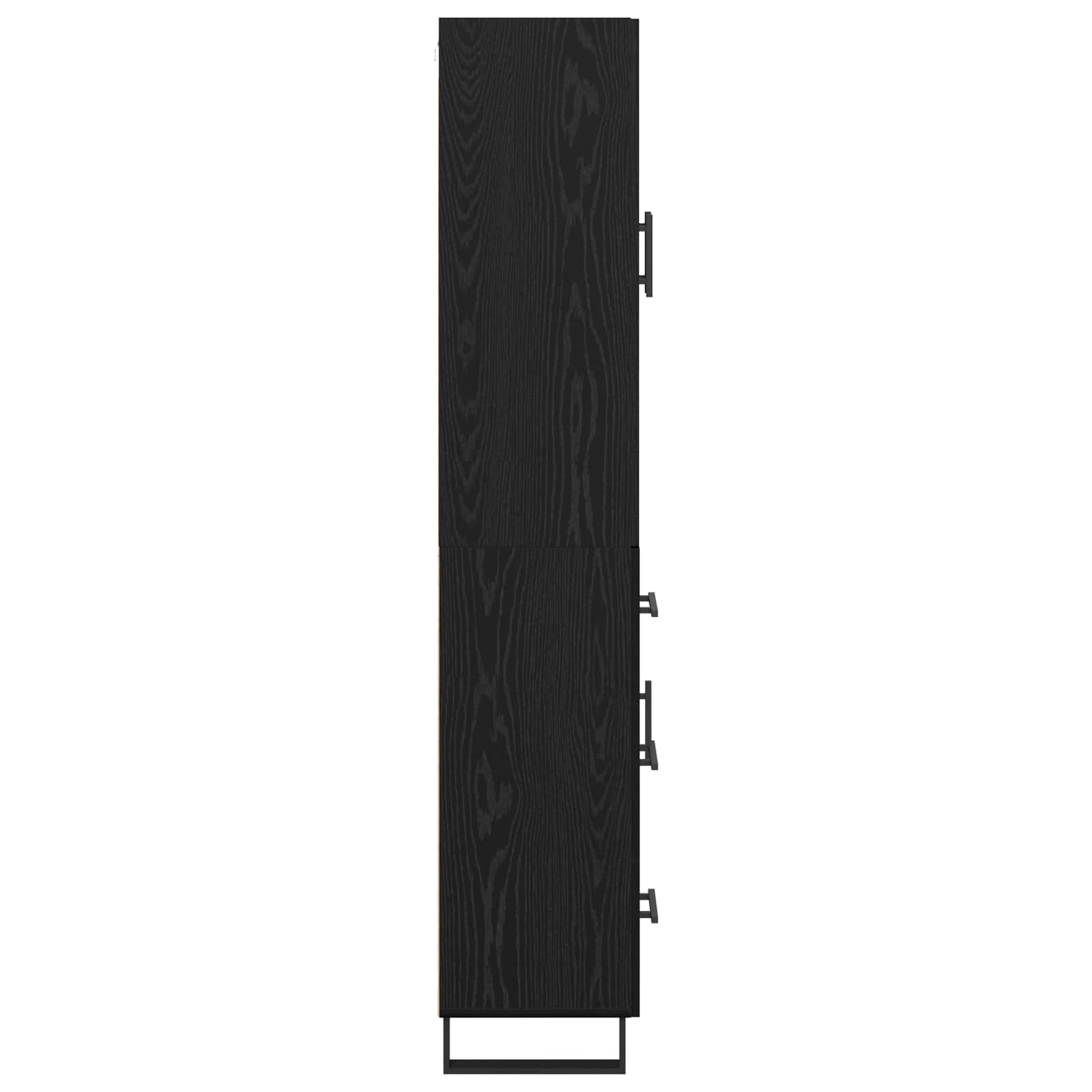Hoge kast met lade 2 pcs Zwart Eiken Geengineerd Hout en Glas