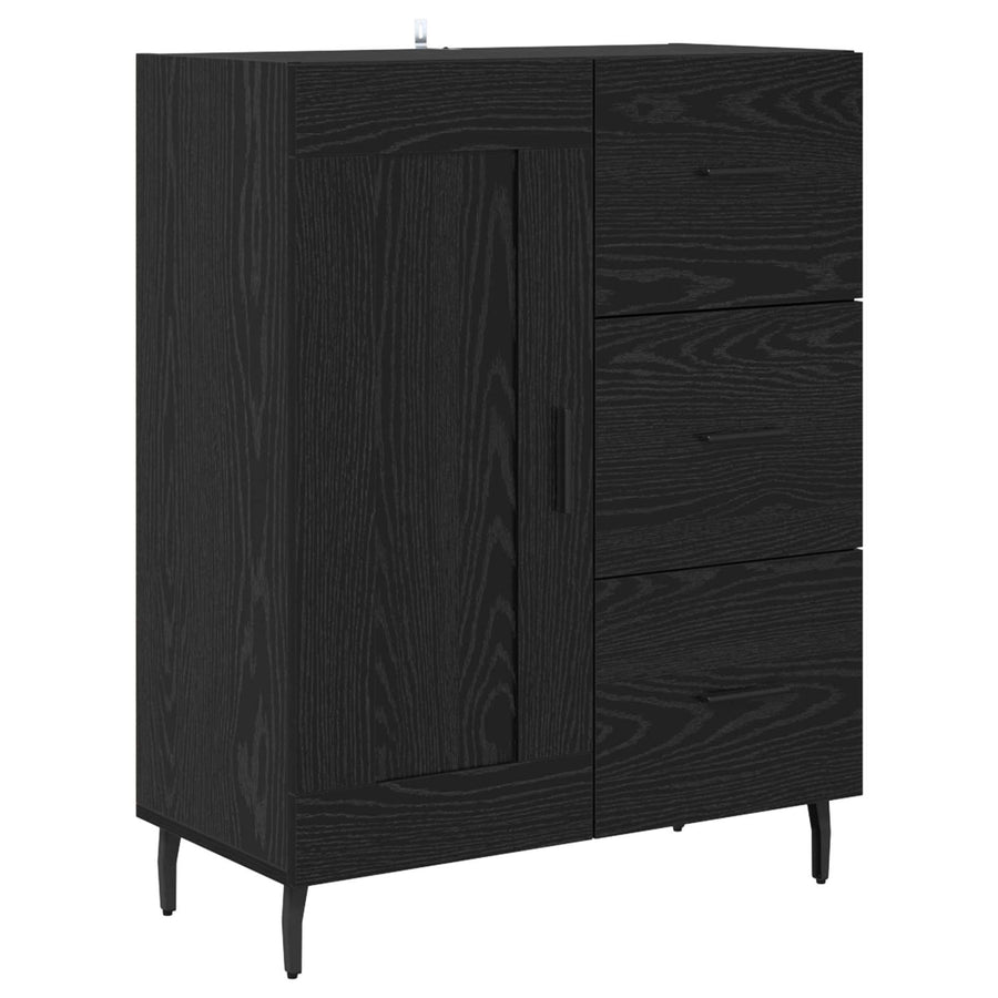 Highboard met lade Zwart Eiken 69,5 x 34 x 180 cm Bewerkt hout