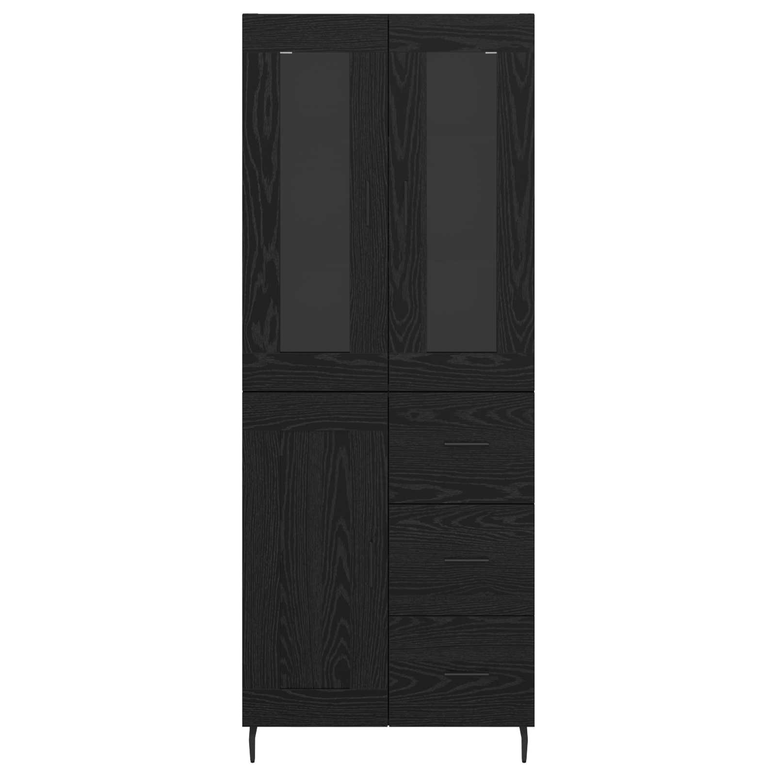Highboard met lade Zwart Eiken 69,5 x 34 x 180 cm Bewerkt hout