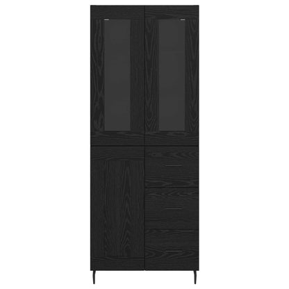 Highboard met lade Zwart Eiken 69,5 x 34 x 180 cm Bewerkt hout