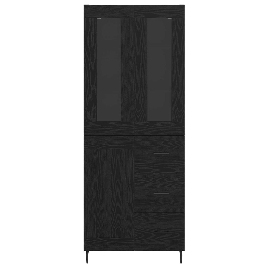 Highboard met lade Zwart Eiken 69,5 x 34 x 180 cm Bewerkt hout