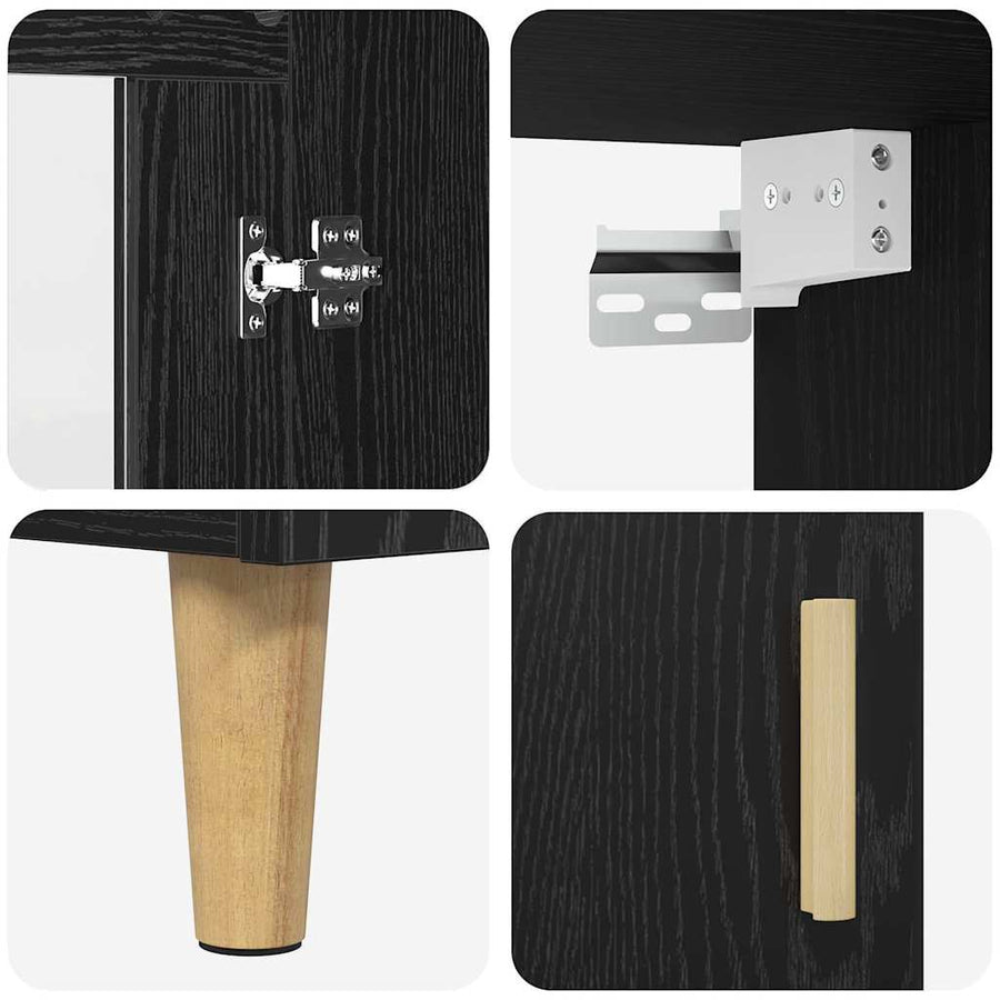 Highboard Wandgemonteerd 2 pcs Zwart Eiken Bewerkt hout