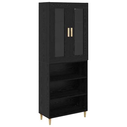 Highboard Wandgemonteerd 2 pcs Zwart Eiken Bewerkt hout