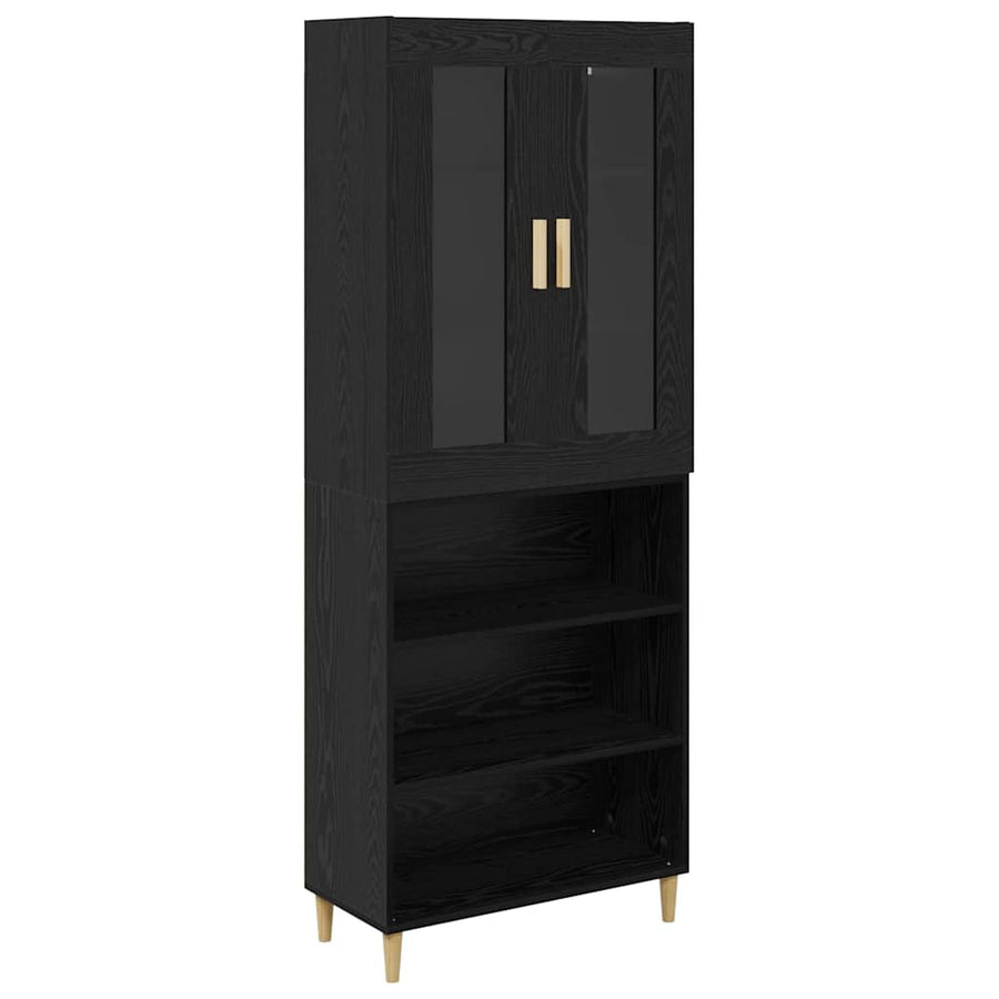 Highboard Wandgemonteerd 2 pcs Zwart Eiken Bewerkt hout