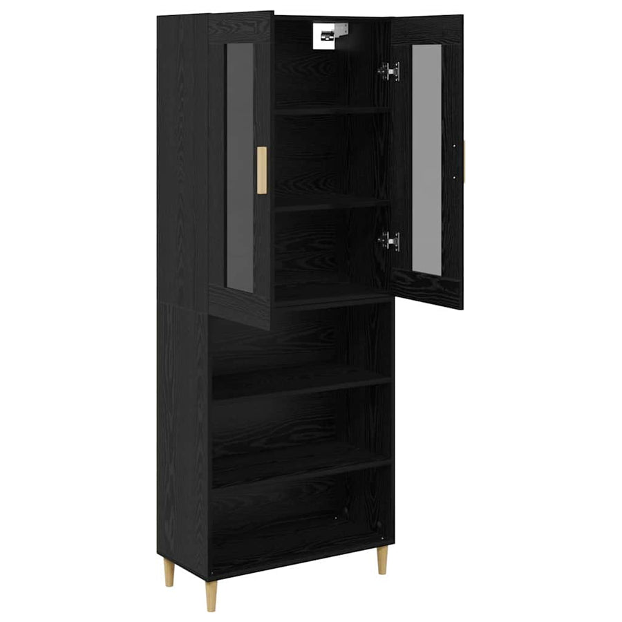 Highboard Wandgemonteerd 2 pcs Zwart Eiken Bewerkt hout