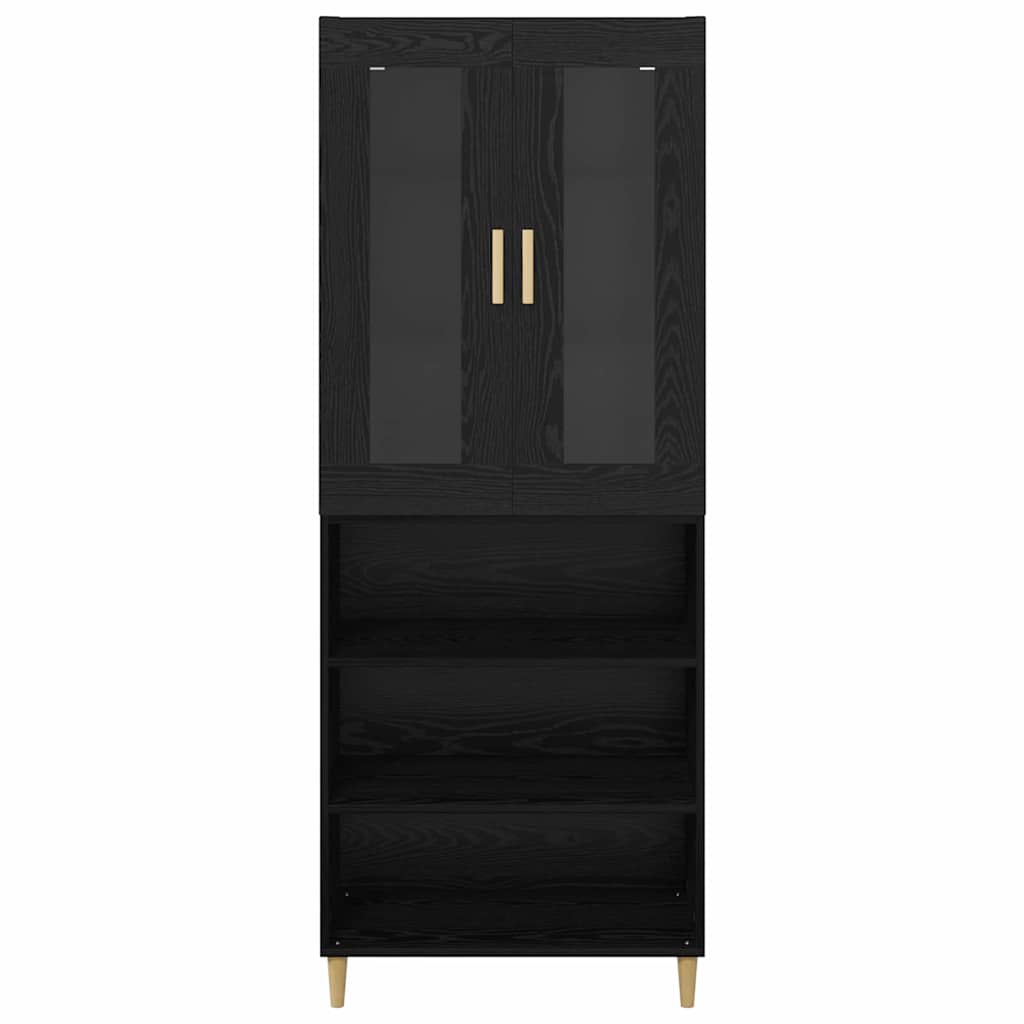 Highboard Wandgemonteerd 2 pcs Zwart Eiken Bewerkt hout