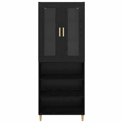Highboard Wandgemonteerd 2 pcs Zwart Eiken Bewerkt hout