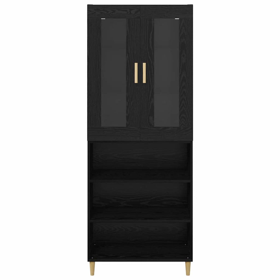 Highboard Wandgemonteerd 2 pcs Zwart Eiken Bewerkt hout