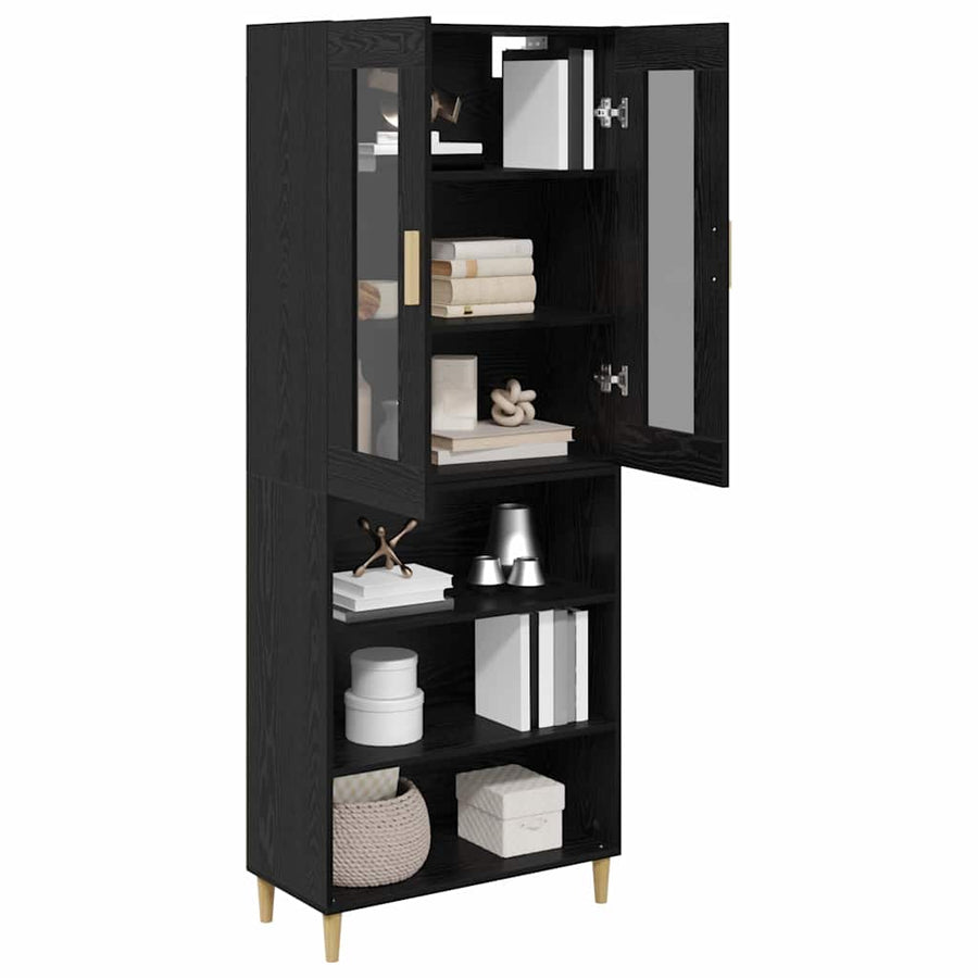 Highboard Wandgemonteerd 2 pcs Zwart Eiken Bewerkt hout