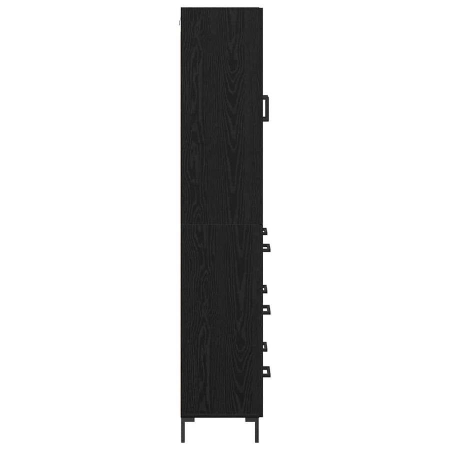 Hoge kast 2 pcs Zwart Eiken 69,5 x 34 x 180 cm Bewerkt hout