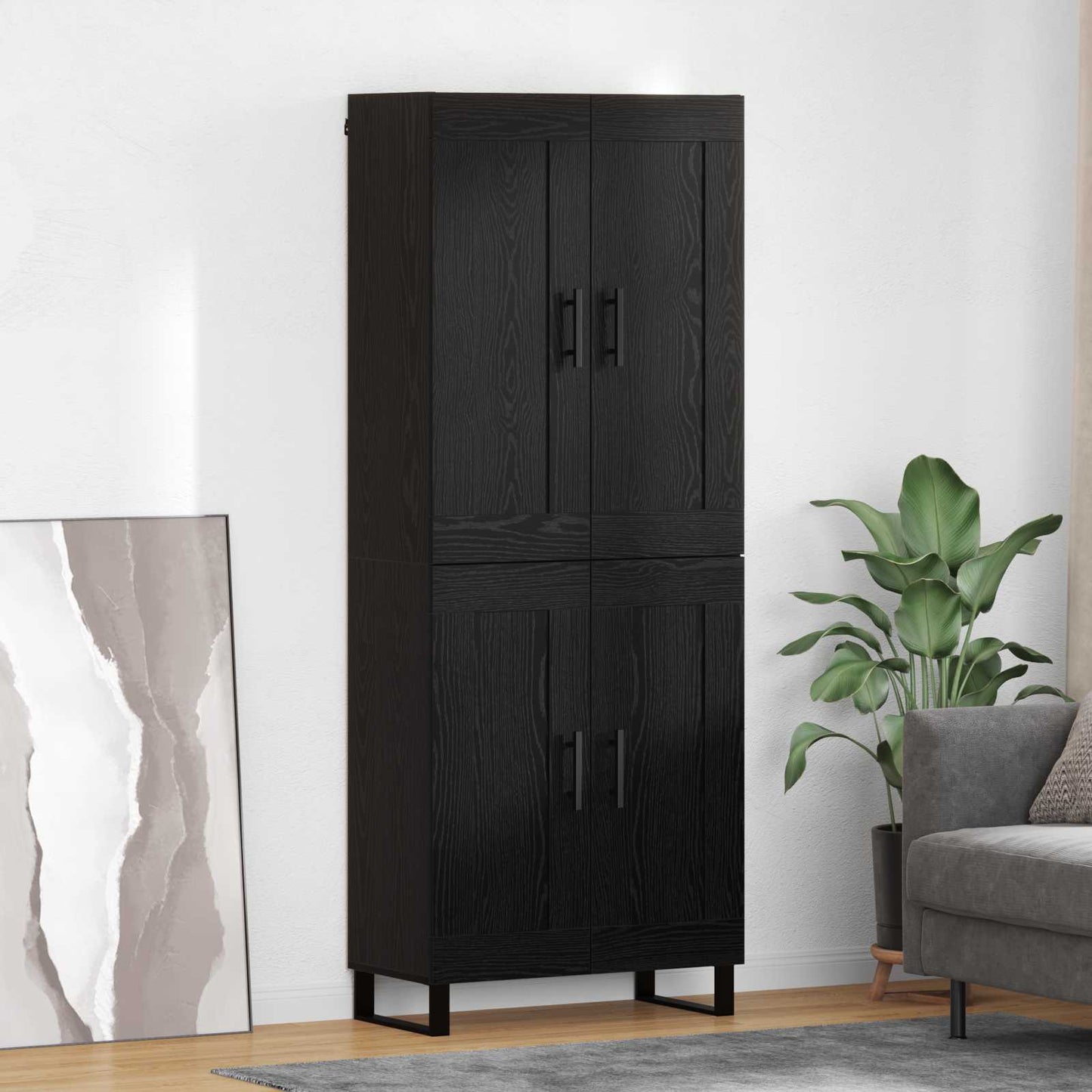 Hoge kast Zwart Eiken 69,5 x 34 x 180 cm Bewerkt hout