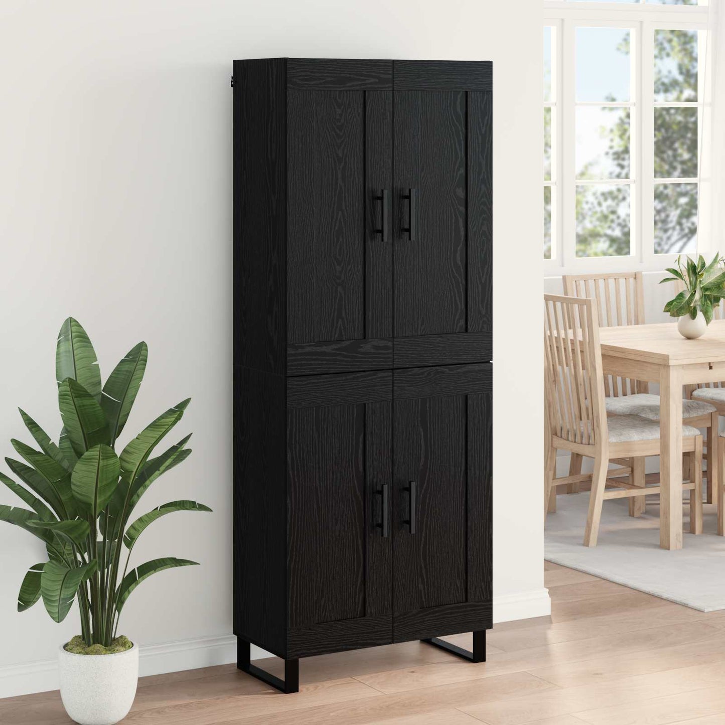 Hoge kast Zwart Eiken 69,5 x 34 x 180 cm Bewerkt hout