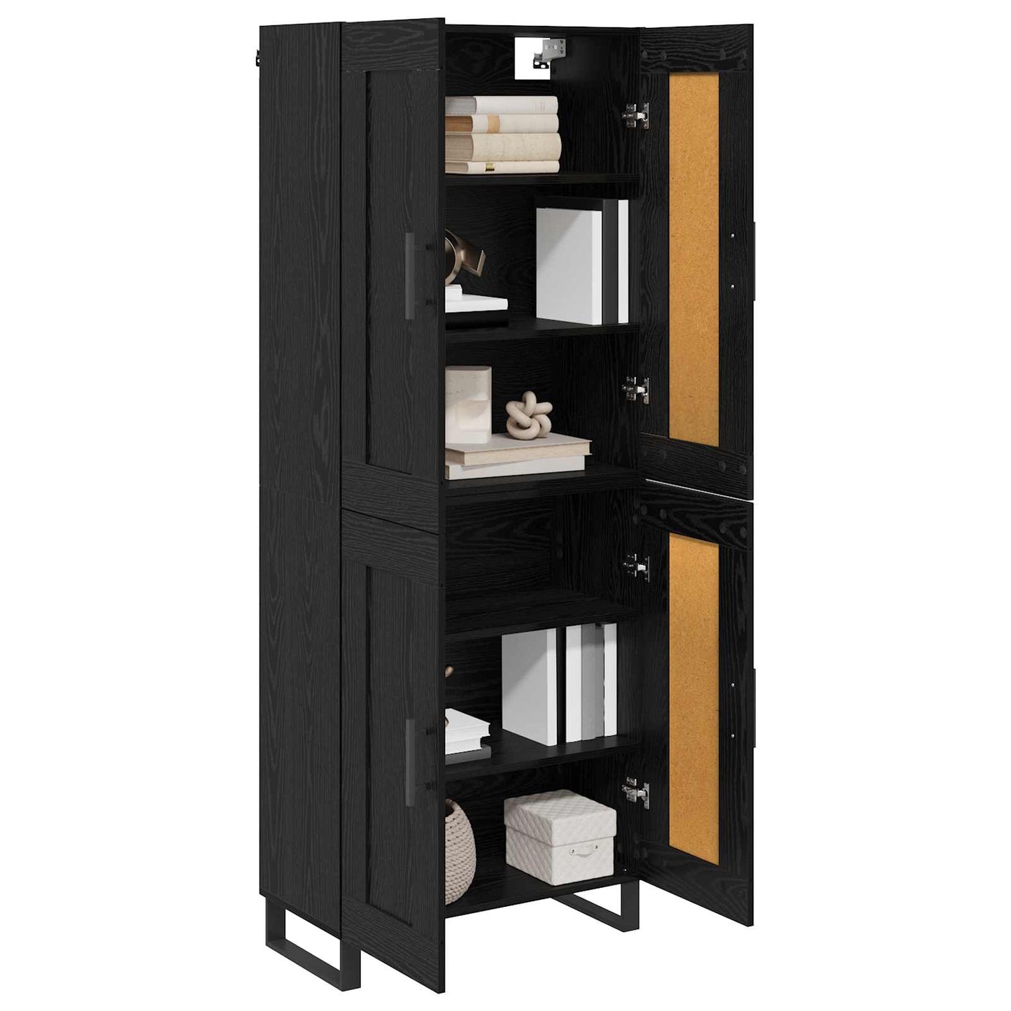 Hoge kast Zwart Eiken 69,5 x 34 x 180 cm Bewerkt hout