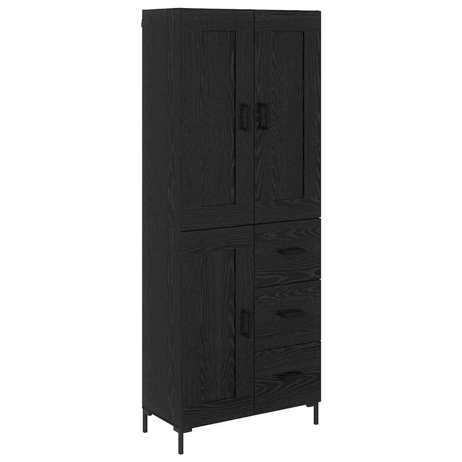 Highboard met lade Zwart Eiken 69,5 x 34 x 180 cm Bewerkt hout