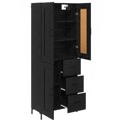 Highboard met lade Zwart Eiken 69,5 x 34 x 180 cm Bewerkt hout