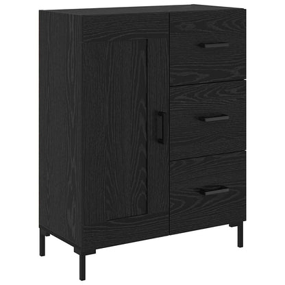Highboard met lade Zwart Eiken 69,5 x 34 x 180 cm Bewerkt hout