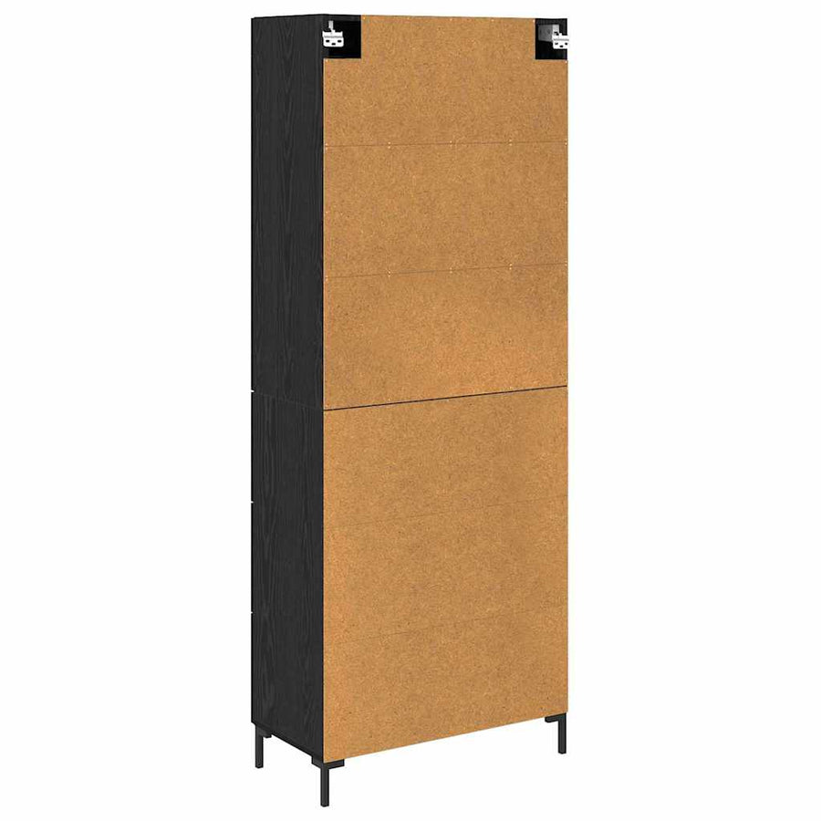 Highboard met lade Zwart Eiken 69,5 x 34 x 180 cm Bewerkt hout